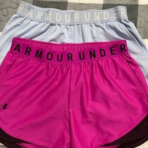 Under Armour Women Play Up Shorts 2 pair blue & pink XS